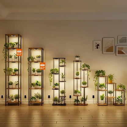 6 Tier Indoor Plant Stand with Full Spectrum Grow Light Detail View