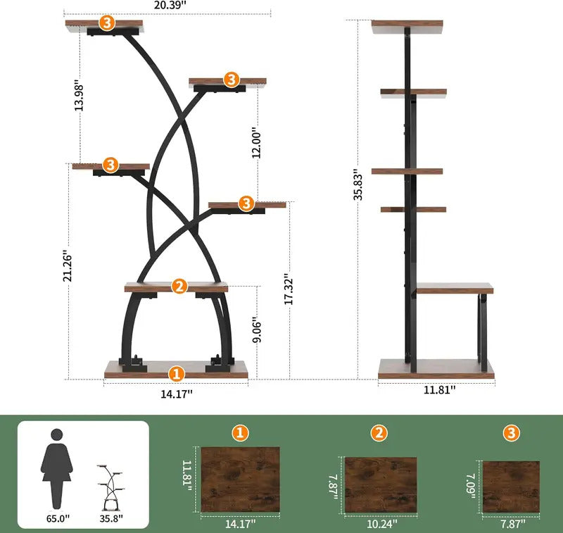 6 Tier Plant Stand With Grow Lights For Patio Balcony Home Decor - Image 3