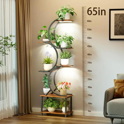 7 Tier Plant Stand for Indoor Plants Rustic Brown - Image 1