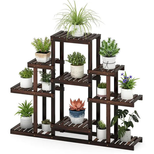 6 Tier Plant Stand Indoor amp Outdoor 6 Tier Wood Flower Pot Stand - Image 1