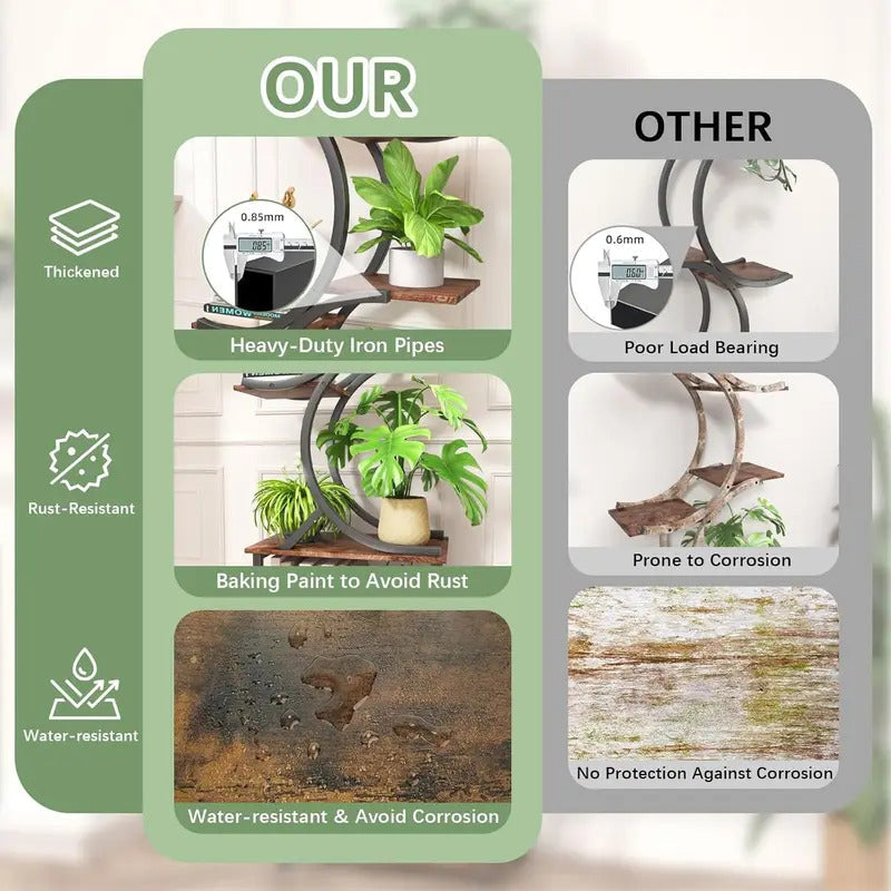 7 Tier Plant Stand for Indoor Plants Rustic Brown - Image 4