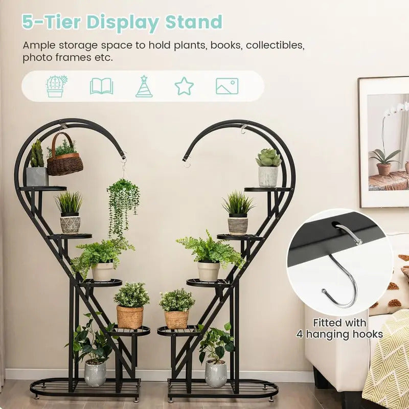 5 Tier Plant Stand 2 Pack Heart Shaped Plant Stand Indoor - Image 6