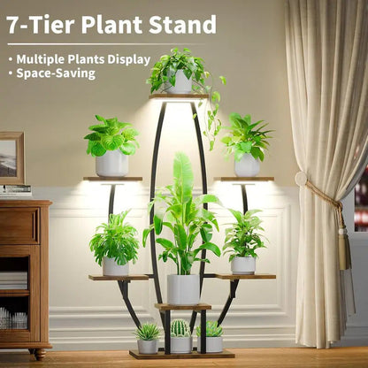 7 Tier Plant Stand with Grow Lights with Plants