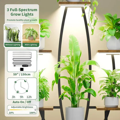 7 Tier Plant Stand with Grow Lights Side View