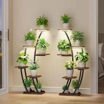 6 Tier Plant Stand 2 Pack Half Moon Design Black - Image 2