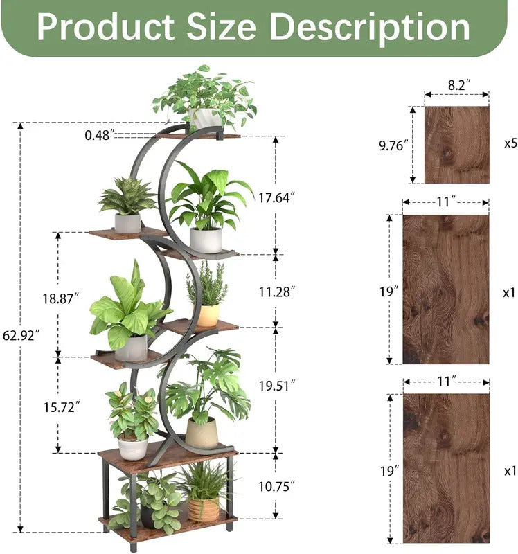 7 Tier Plant Stand for Indoor Plants Rustic Brown - Image 5