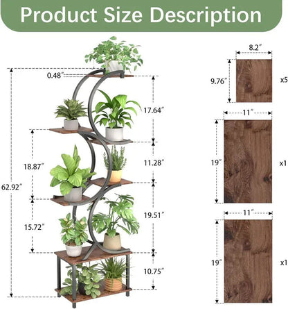 7 Tier Plant Stand for Indoor Plants Rustic Brown - Image 5