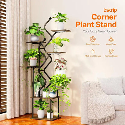 7 Tier Plant Stand 63 Inch Shelf with Hanging Hooks - Image 2
