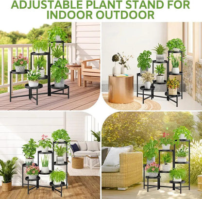 7 Tier Plant Stand With 10 Inch Wide Tray Folding Metal Rack - Image 6