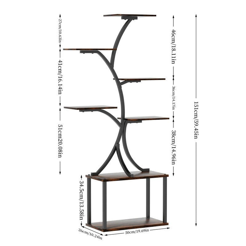 7 Tier Tree Shaped Plant Stand for Patio Detail View