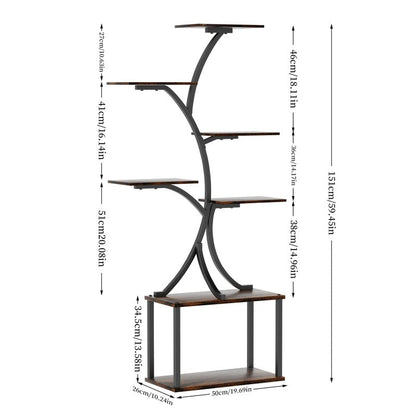 7 Tier Tree Shaped Plant Stand for Patio Detail View