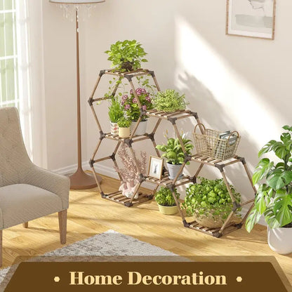 7 Tier Plant Stand Wooden Plant Stand for Indoor Outdoor Use - Image 2