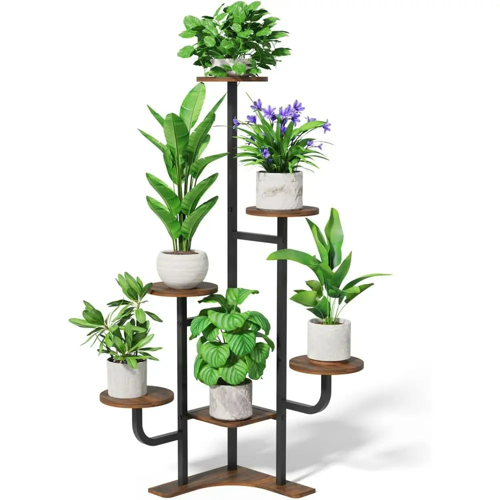 6 Tier Plant Stand6 Tier Round Metal Indoor Plant Stand Brown - Image 8