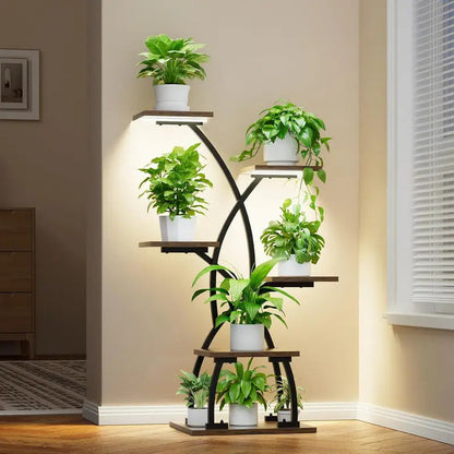 6 Tier Plant Stand With Grow Lights For Patio Balcony Home Decor - Image 1