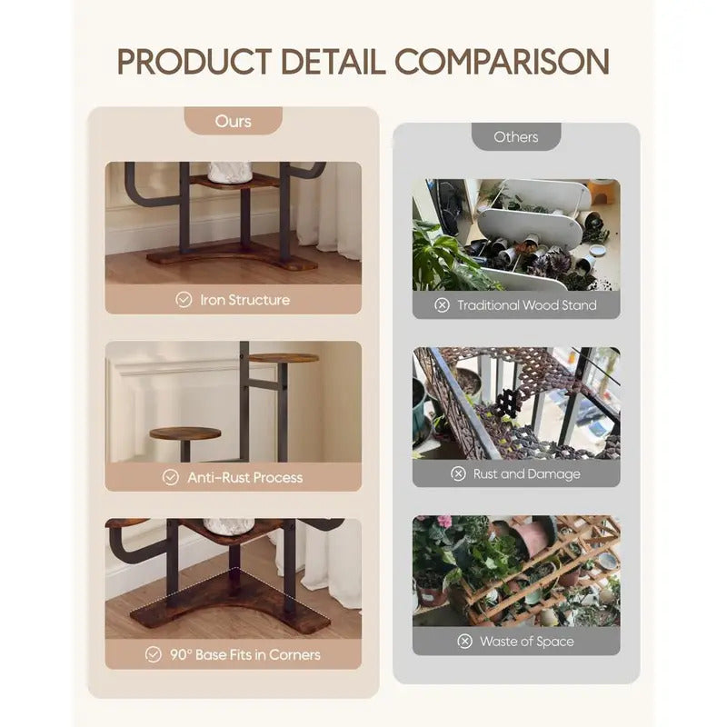 6 Tier Plant Stand6 Tier Round Metal Indoor Plant Stand Brown - Image 4