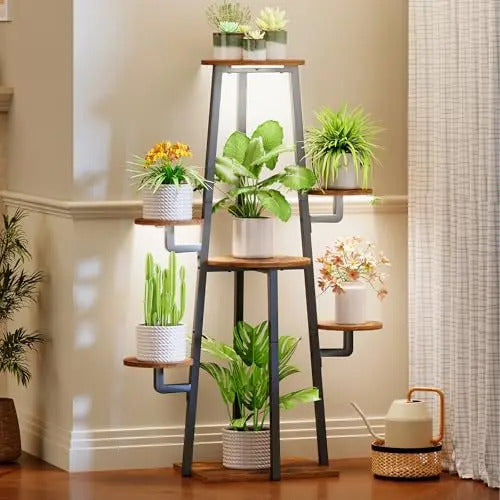 7 Tier Plant Stand With Grow Light And Wall Mounted Wine Rack - Image 3