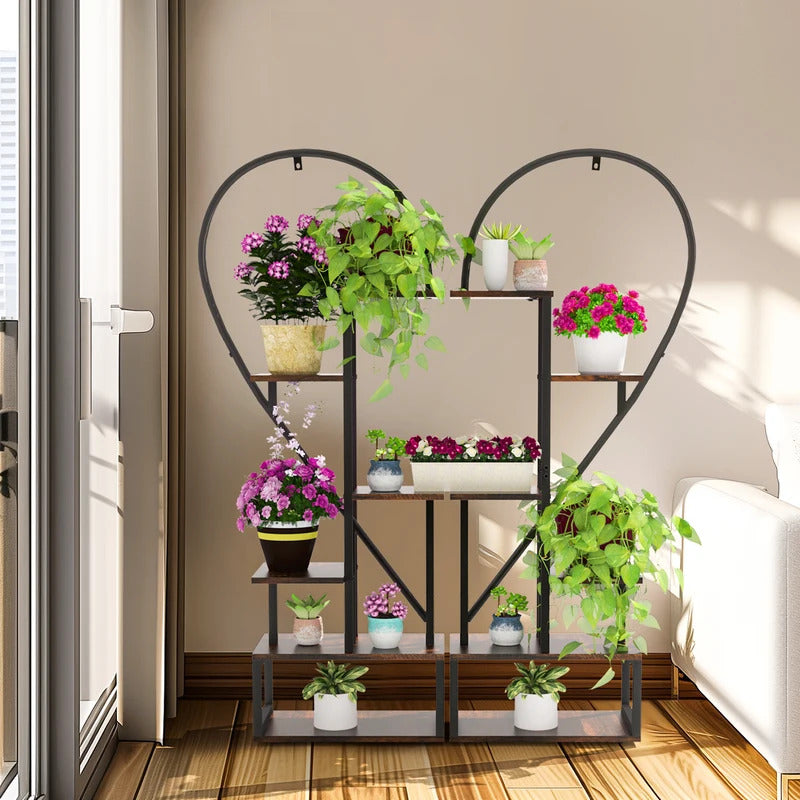 6 Tier Plant Stand Heart Shaped Tall Plant Storage Shelf 6 Tiers - Image 1