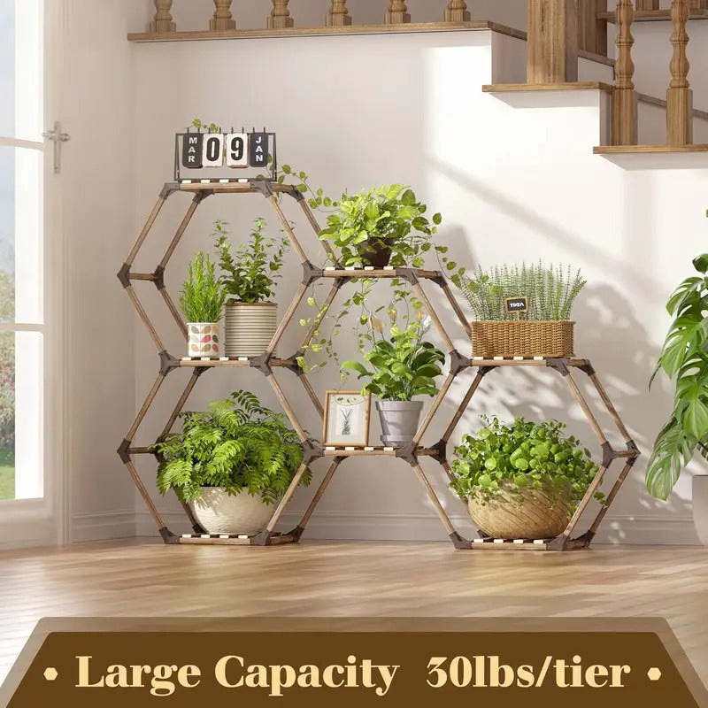 7 Tier Plant Stand Wooden Plant Stand for Indoor Outdoor Use - Image 4