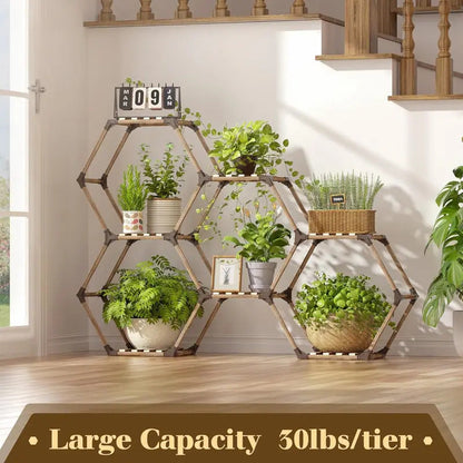 7 Tier Plant Stand Wooden Plant Stand for Indoor Outdoor Use - Image 4