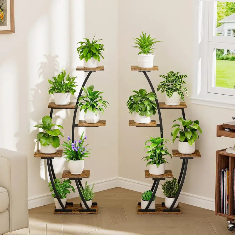 6 Tier Plant Stand 2 Pack Half Moon Design Black - Image 5