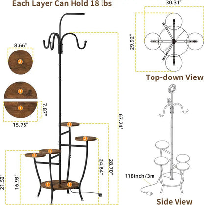 5 Tier Plant Stand 72 Tall Plant Stand with Grow Light - Image 6