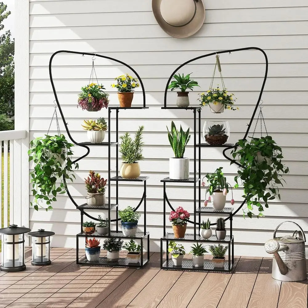 6 Tier Metal Plant Stand with 4 Hanging Hooks