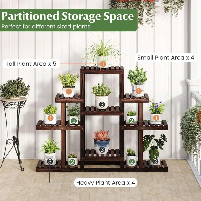 6 Tier Plant Stand Indoor amp Outdoor 6 Tier Wood Flower Pot Stand - Image 4