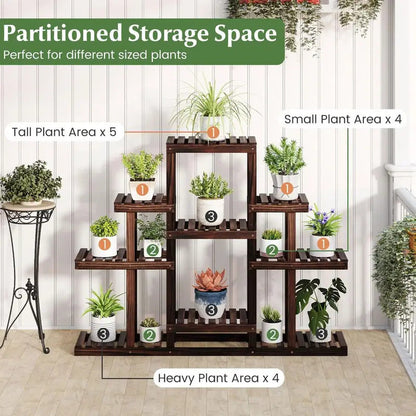 6 Tier Plant Stand Indoor amp Outdoor 6 Tier Wood Flower Pot Stand - Image 4
