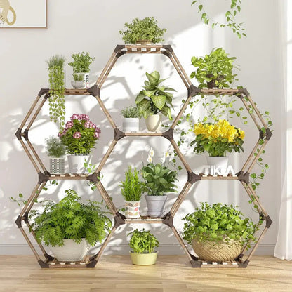 6 Tier Plant Stand Hexagonal Plant Stand Indoor Outdoor Large - Image 1