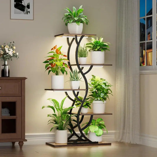 5 Tier Plant Stand Curved Display Stand With lighting - Image 1