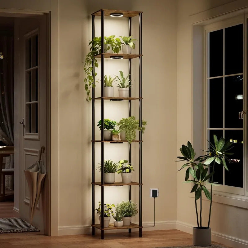 6 Tier Indoor Plant Stand with Full Spectrum Grow Light