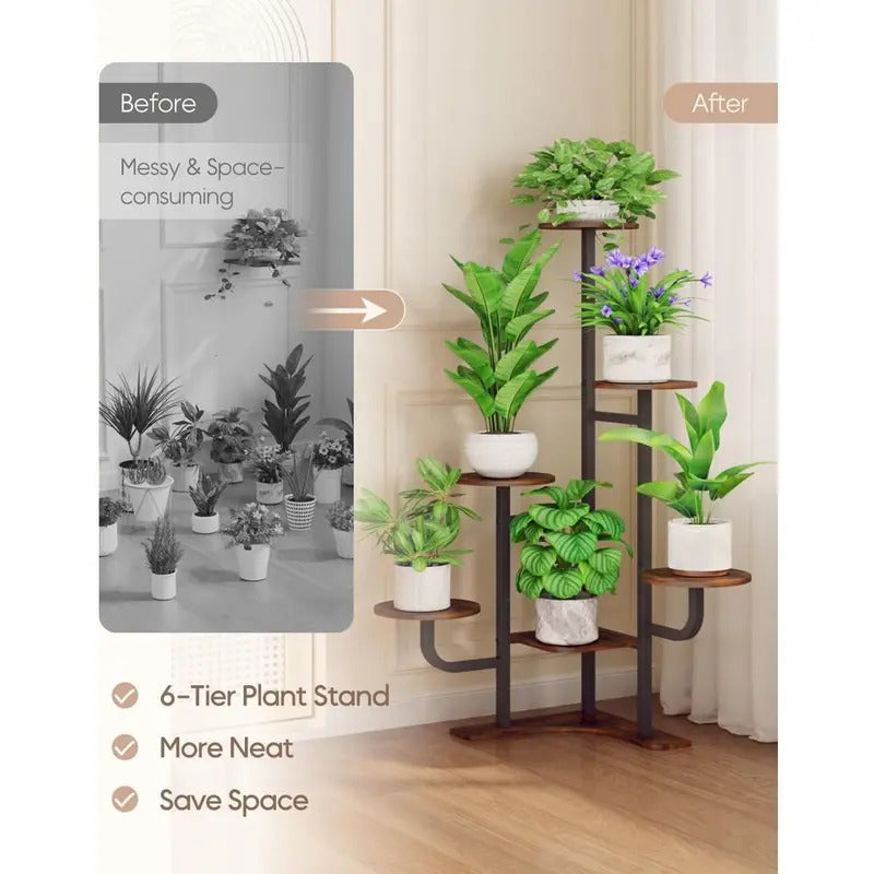 6 Tier Plant Stand6 Tier Round Metal Indoor Plant Stand Brown - Image 6