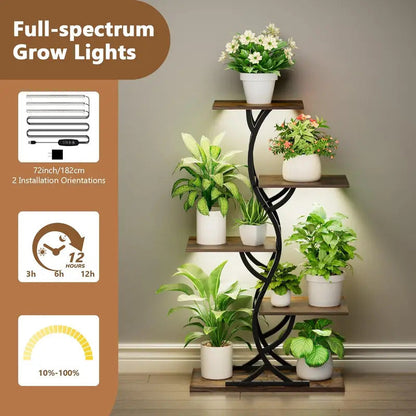 5 Tier Plant Stand Curved Display Stand With lighting - Image 4