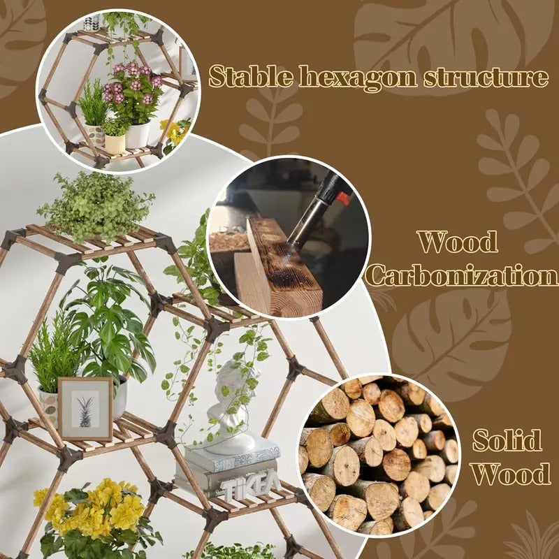 6 Tier Plant Stand Hexagonal Plant Stand Indoor Outdoor Large - Image 6