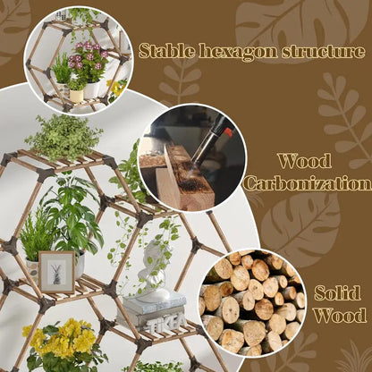 6 Tier Plant Stand Hexagonal Plant Stand Indoor Outdoor Large - Image 6