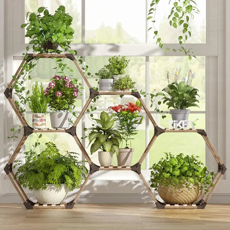 7 Tier Plant Stand Wooden Plant Stand for Indoor Outdoor Use - Image 1