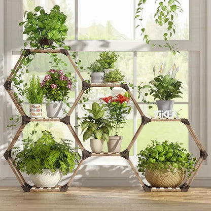 7 Tier Plant Stand Wooden Plant Stand for Indoor Outdoor Use - Image 1