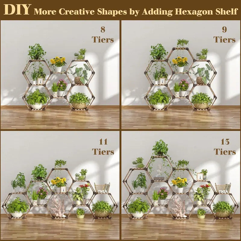 7 Tier Plant Stand Wooden Plant Stand for Indoor Outdoor Use - Image 6