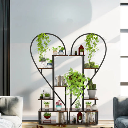 6 Tier Plant Stand Heart Shaped Tall Plant Storage Shelf 6 Tiers - Image 6