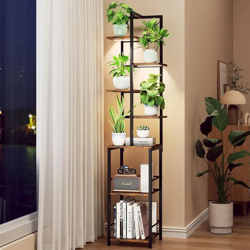 7 Tier Plant Stand With Adjustable Grow Lights Metal Shelf - Image 1