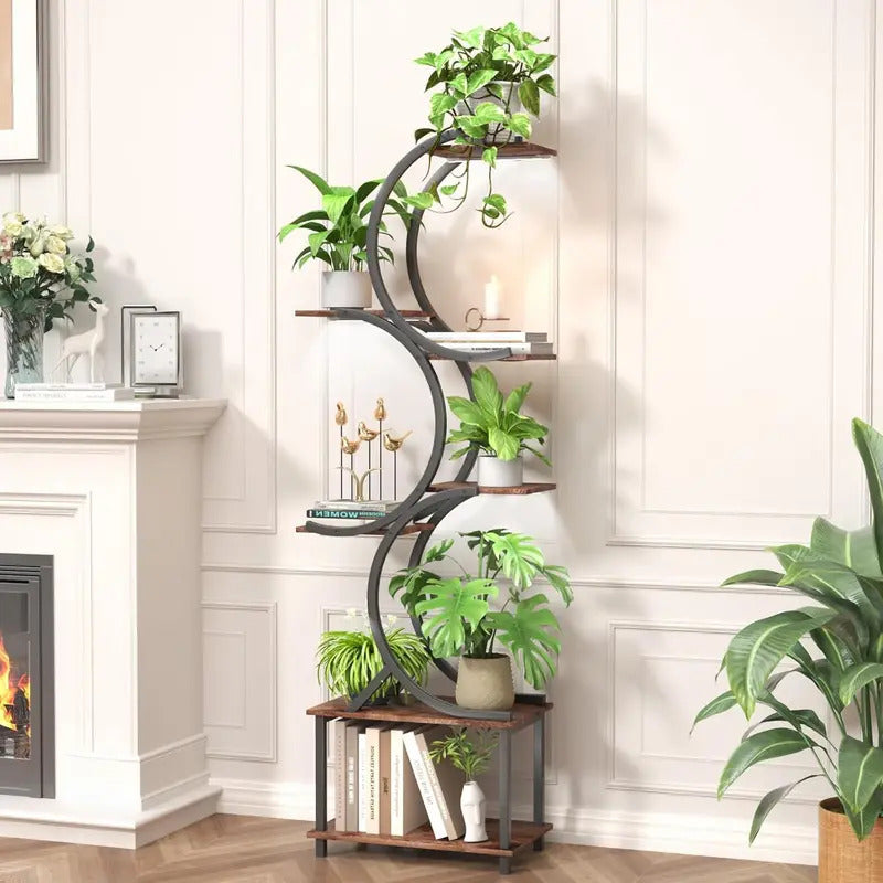 7 Tier Plant Stand for Indoor Plants Rustic Brown - Image 6